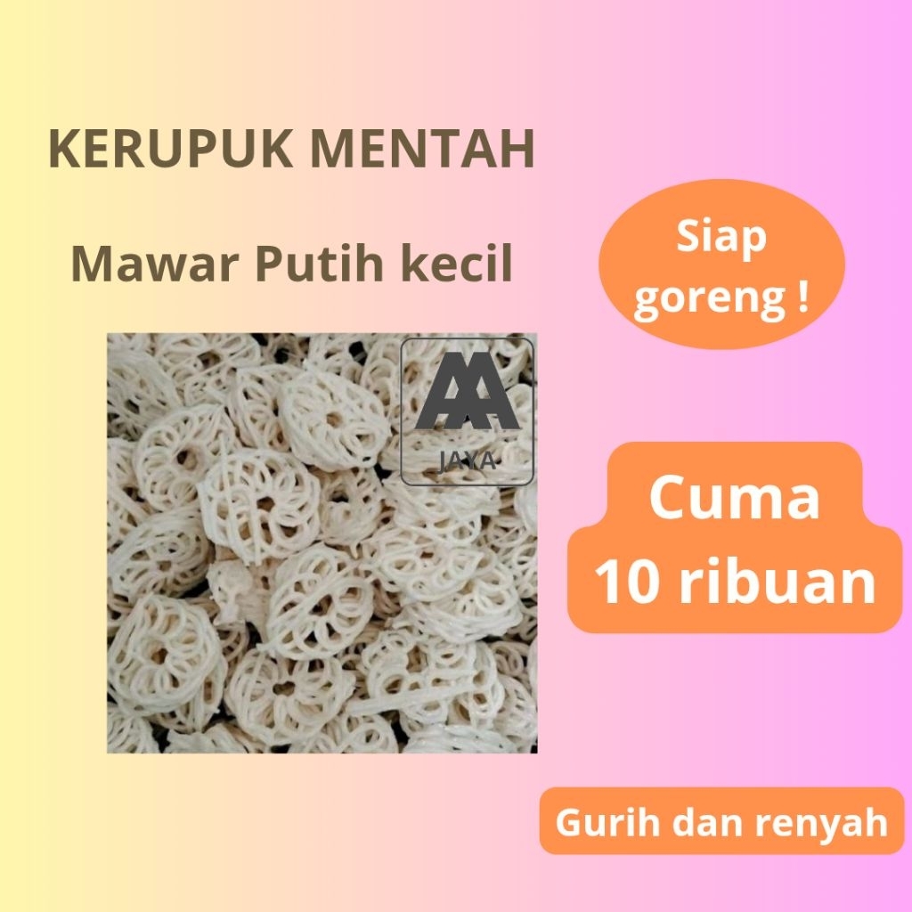

Kerupuk Mawar Putih kecil Mentah – Siap Goreng, Gurih & Renyah | 250gr