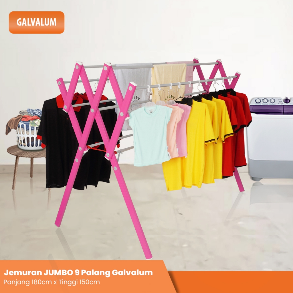 JEMURAN BESAR GALVALUM Jemuran Pakaian Baju Besar Giant 9 Palang
