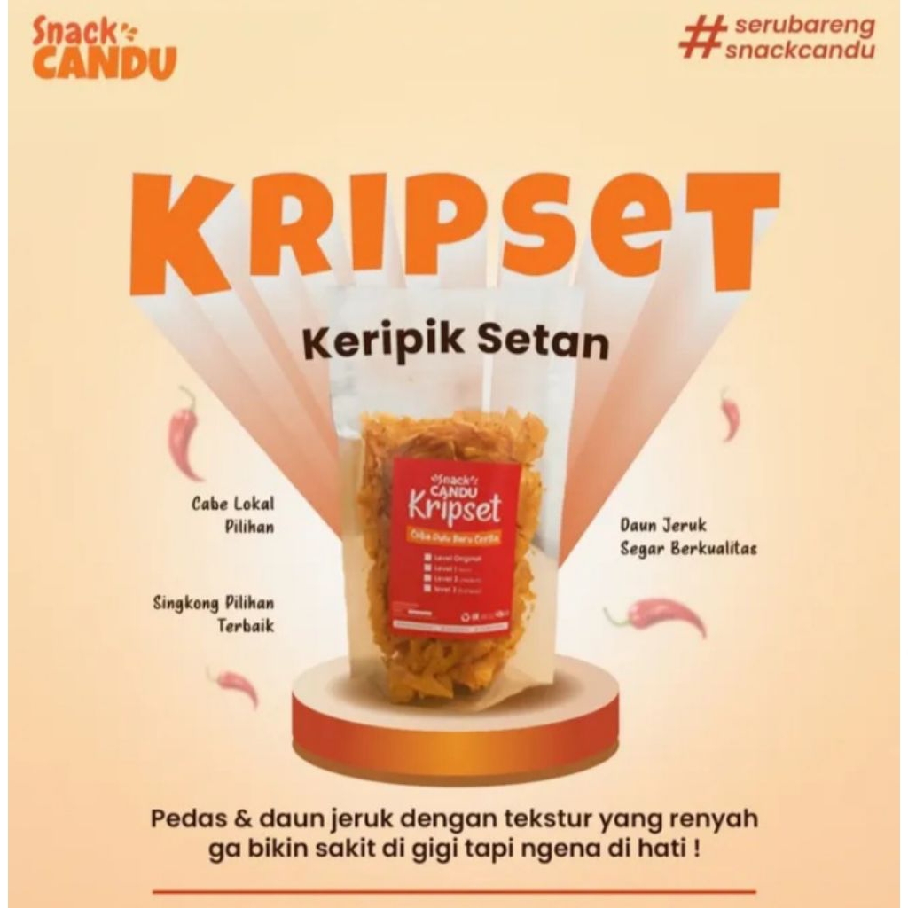 

Kripset Kripik Singkong Pedas Jeruk Berlevel 100gr