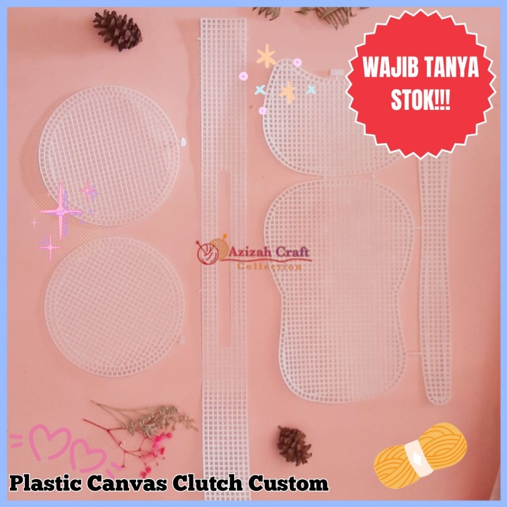 Azizah Craft | Jaring Plastik Rajut | Plastic Canvas Clutch Bentuk