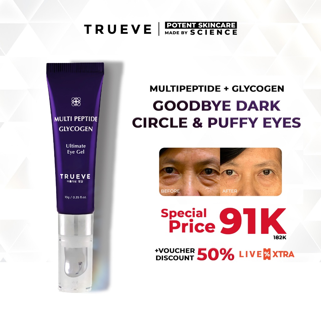 TRUEVE Ultimate Eye Gel - Perawatan Wajah Menyamarkan Kantung Mata, Melembabkan Kulit Mata Membuat K