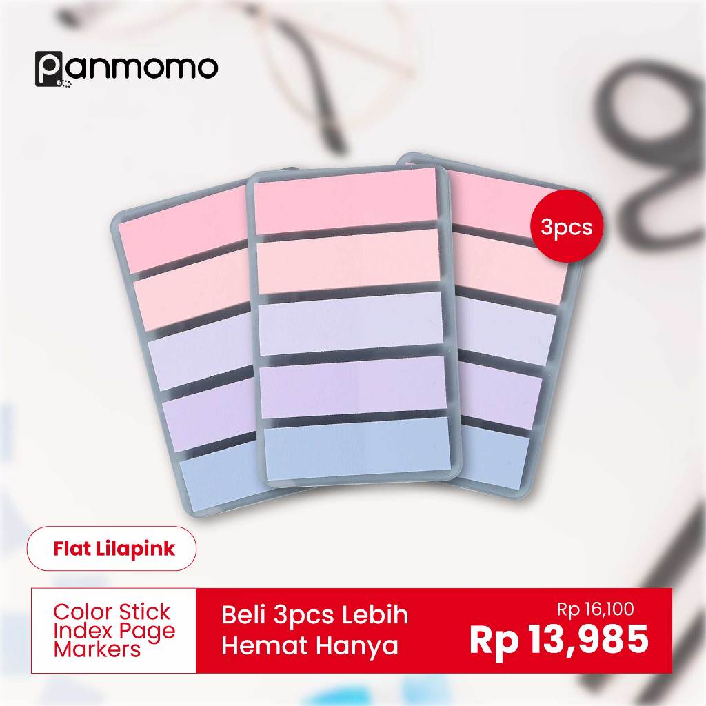 

Panmomo Bundle 3 Pcs Sticky Note Transparan Color Stick Index Page Marker