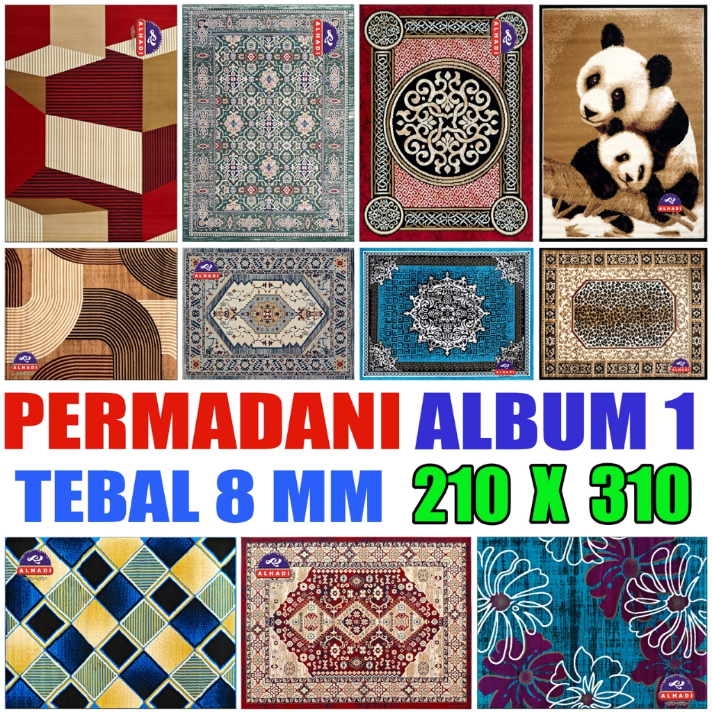 Alhadi Permadani 210 x 310 cm Tebal 8mm Karpet Lantai Shabel Mobel Afbel Abstrak Modern Klasik 1