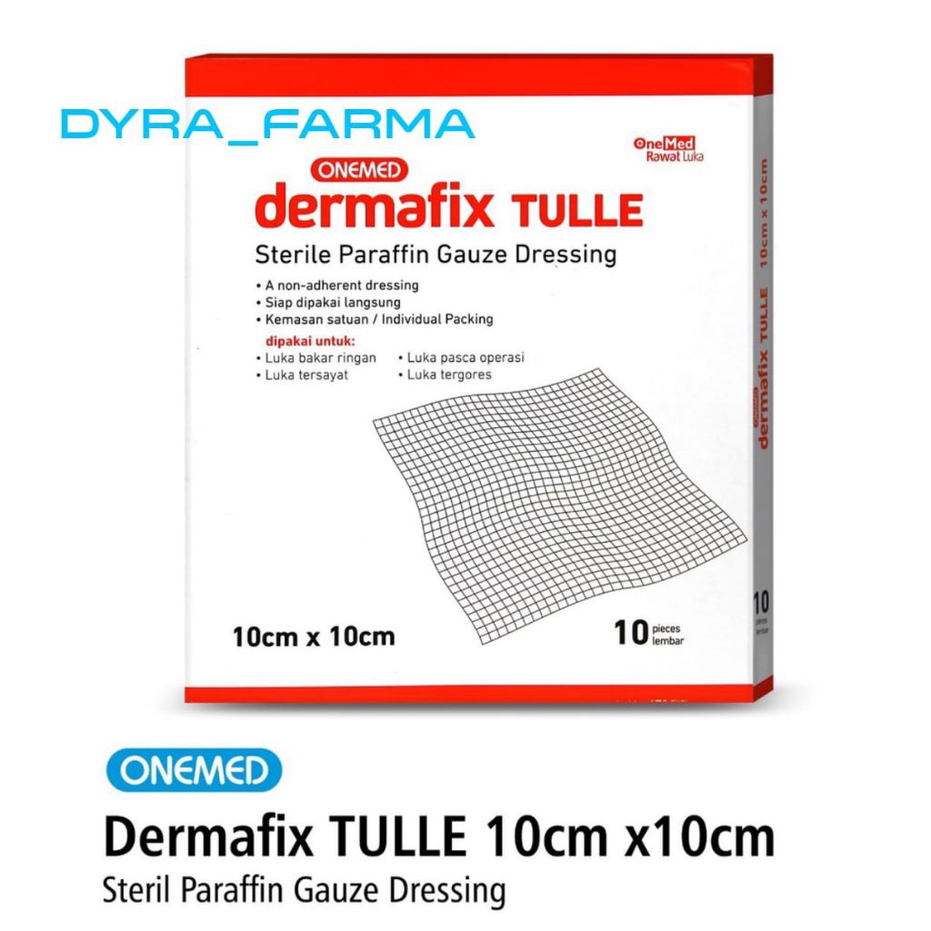 Dermafix Tulle 10cm x 10cm Onemed / Sterile Paraffin Gauze Dressing / Sufratul Supratul Kasa Jaring 