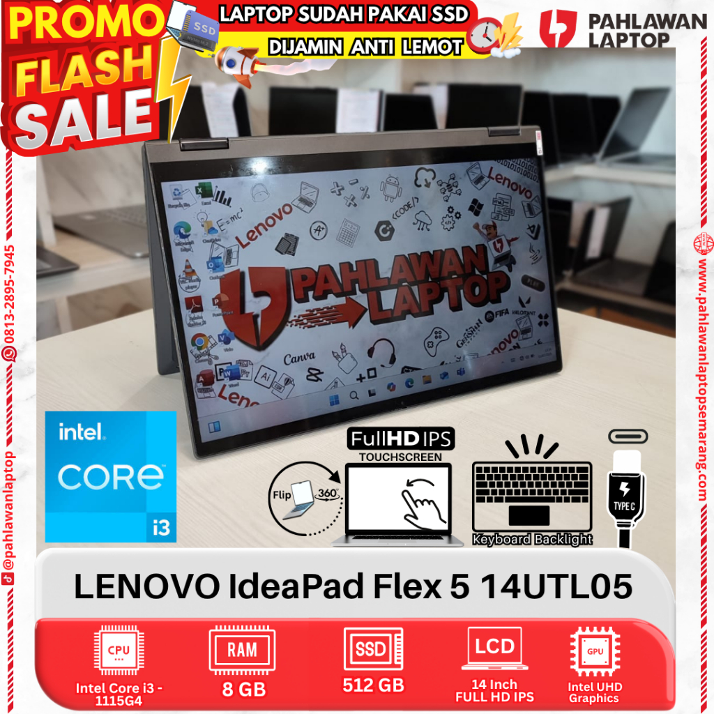 LAPTOP LENOVO IdeaPad Flex 5 14UTL05 Core i3 GEN 11 RAM 8GB SSD 512GB