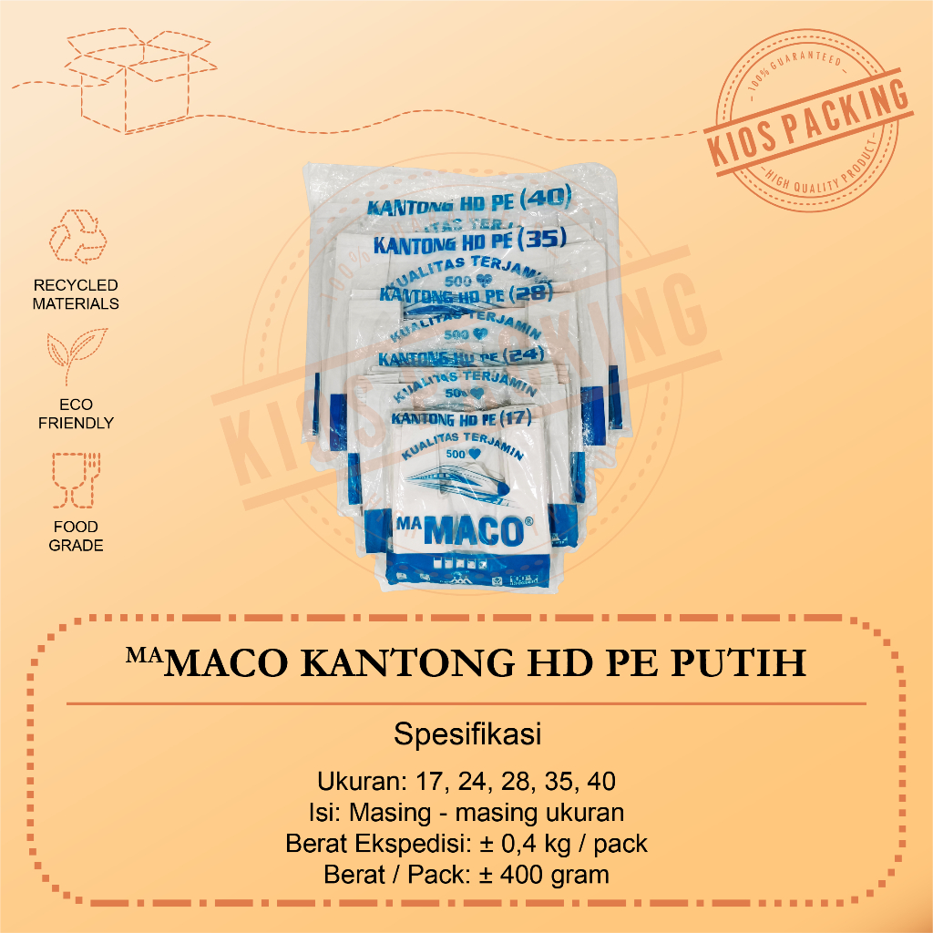 Kantong Plastik Kresek Putih Susu Tebal Ukuran 17 24 28 35 40 / MACO Kantong HD PE Kresek Putih Susu