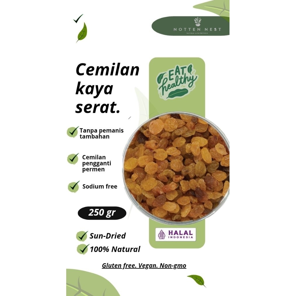 

Golden Raisin 250gr/Kismis Kuning | Topping Oatmeal & Kue Kering