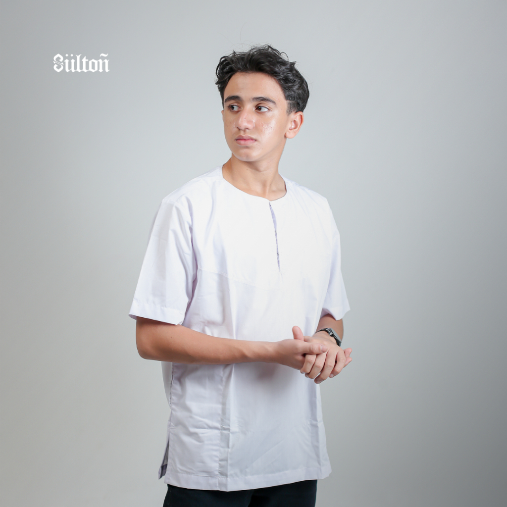 Koko Oman Sultan Lengan Pendek Tanpa Kerah Baju Koko Polos Pria Dewasa Santri Pria