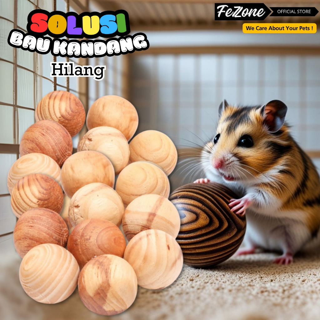 Bola Kayu Mainan Hamster dan Kucing dan Penghilang Bau Kandang Kayu Alami Wangi Untuk Mengusir Kecoa