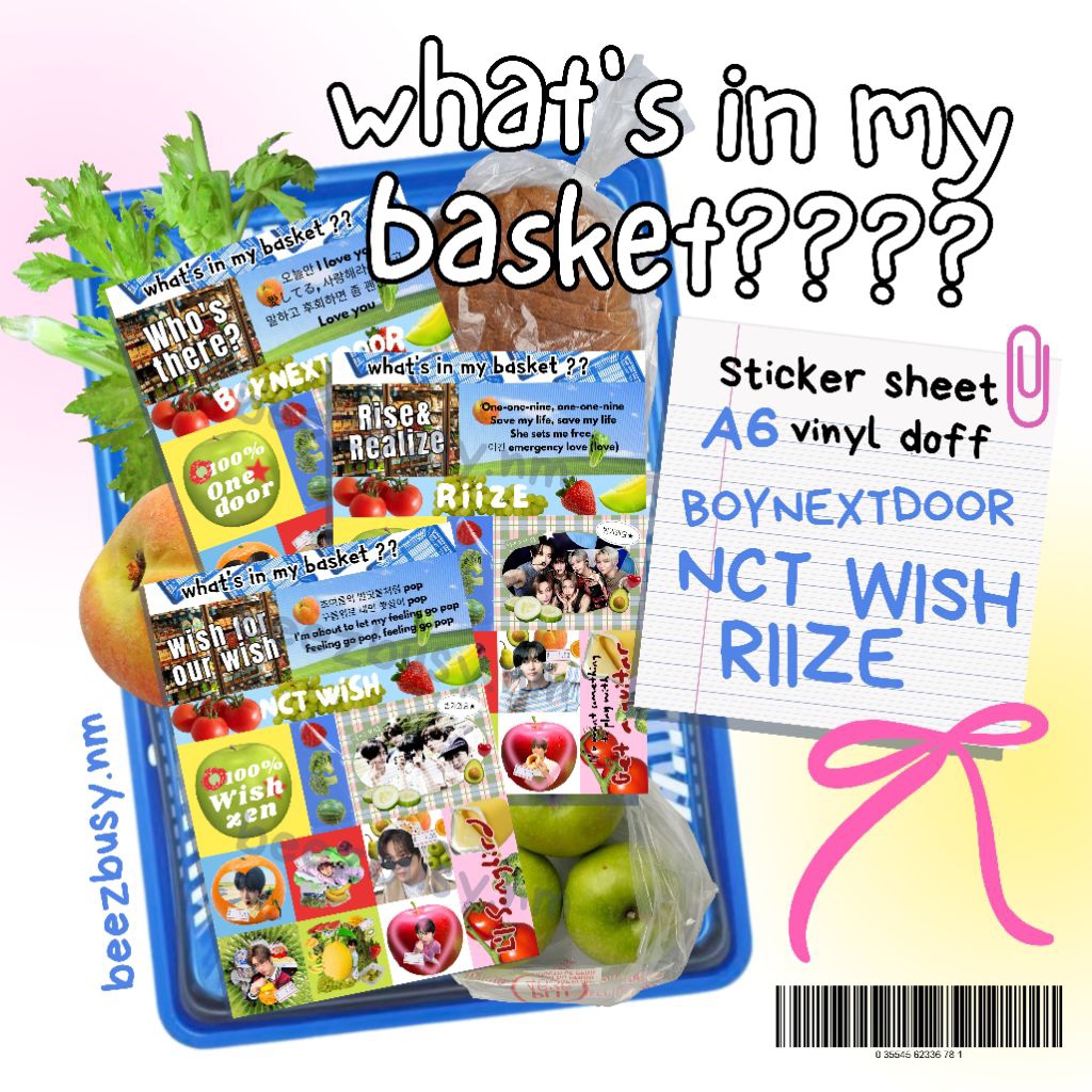 

Sticker sheet What's in my basket a6 doff kpop - bnd, riize, nct wish, txt, tws