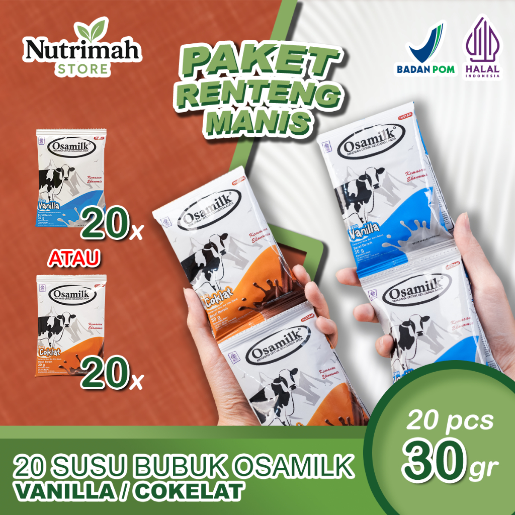 

Osamilk Renteng 20pcs – Paket Vanilla & Coklat – Susu Saset BB Naik
