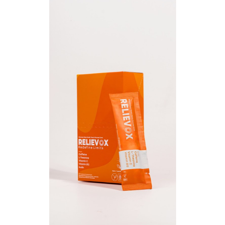

RELIEVOX! Teman Nugasmu Malam Ini – 18ml Sachet Siap Minum – Caffeine, L-Theanine, Vitamin C & B Kompleks dengan Stevia