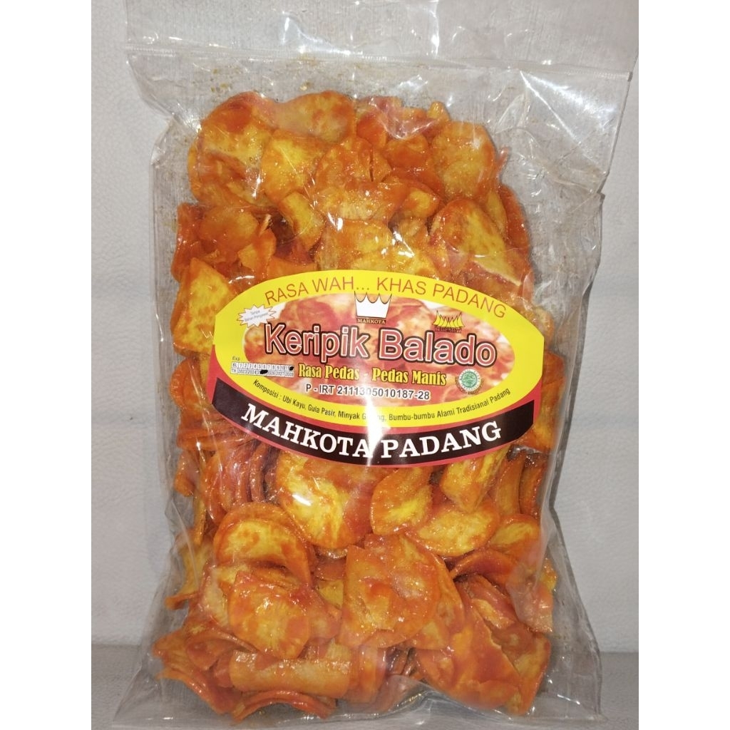 

Keripik Balado Bulat Mahkota 400gr - Keripik Singkong Balado / Kripik Sanjai Balado Padang Sumatera Barat / Sanjai Balado Mahkota Padang / Keripik Ubi Pedas Manis