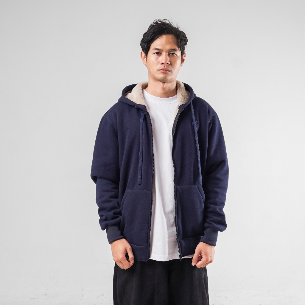 exclusive house of smith sweater hoodie sherpa pria - bristle navy