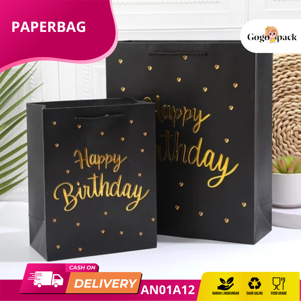 

Paper Bag Tote Bag / Gift Bag Tote Bag / High end Gift Paper Bag Paperbag Box Set Motif Happy Birthday, Souvenir Ulang Tahun | AN01A12
