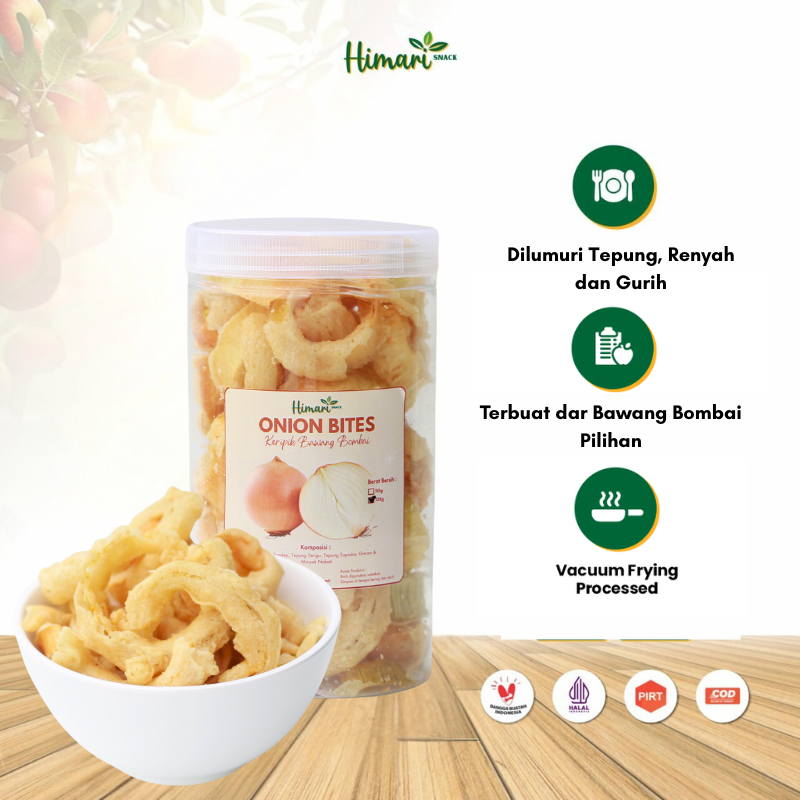 

Himari Keripik Bawang Bombai dilumuri Tepung Snack Halal