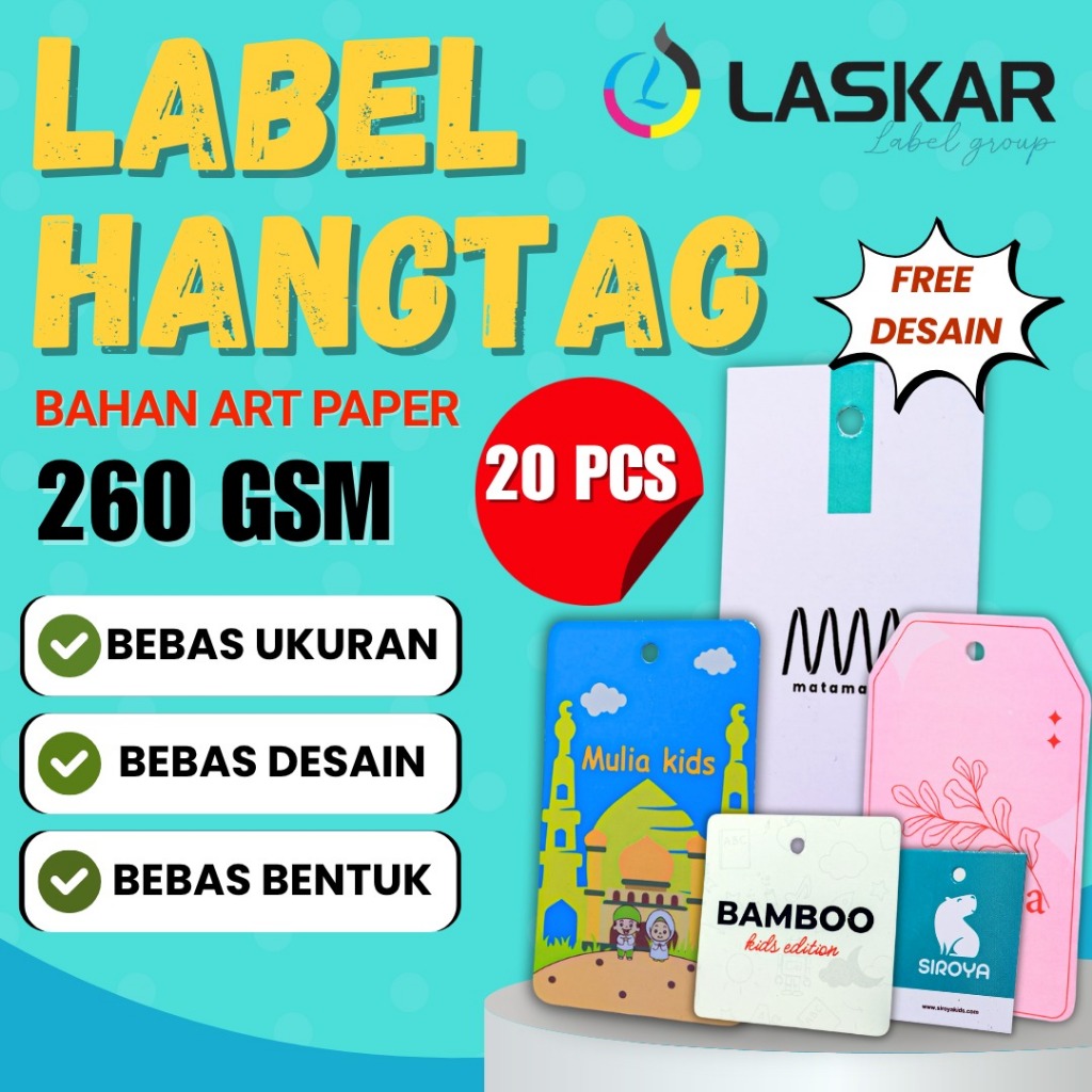 

20 pcs hang tag aesthetic custom hangtag baju label ucapan hampers lebel nama sendiri