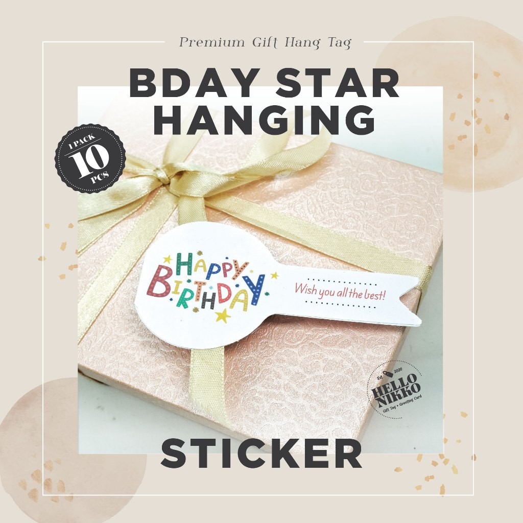 

Birthday Star hanging Sticker - Hang tag kartu ucapan kado sticker hampers parcel dus ultah natal