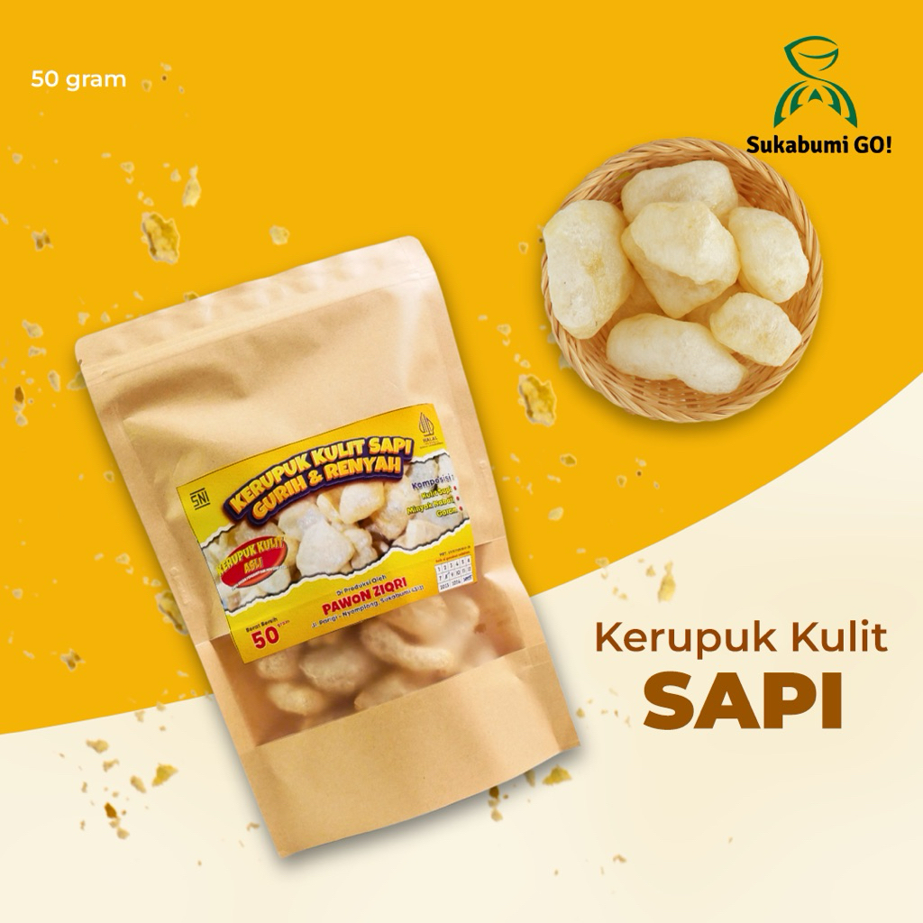 

Kerupuk Kulit Sapi Gurih dan Renyah (50gr)