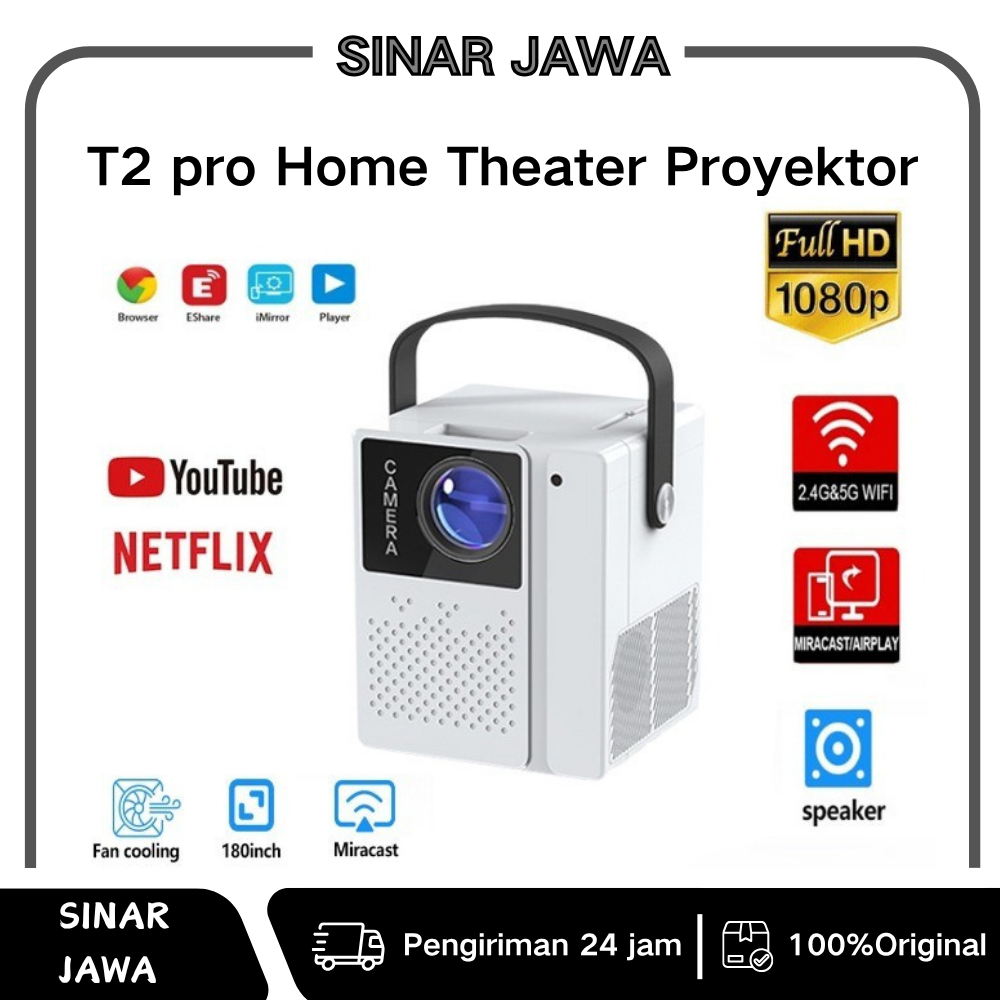 T2pro/mini Proyektor 250 ANSI Portable Home Theater Proyektor Dukungan Untuk Terhubung Ke Laptop