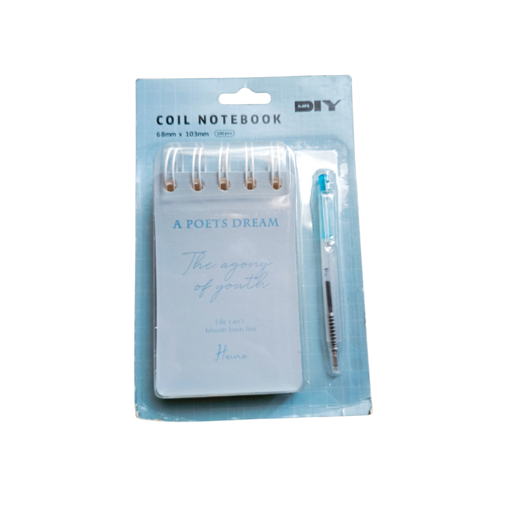

MR DIY Coil Notebook Note Kecil isi 100 Lembar Warna Biru Plus Pena