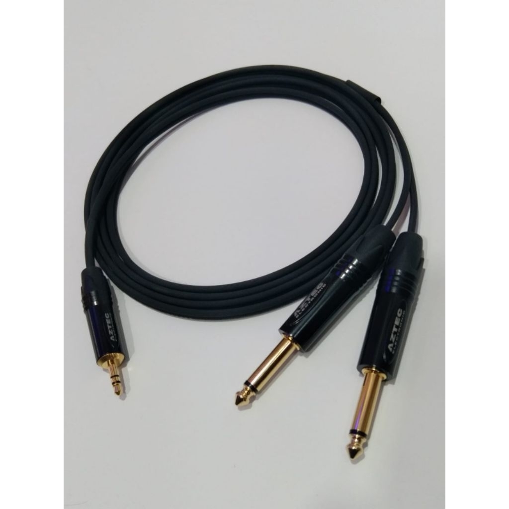 KABEL LAPTOP TO MIXER / KABEL HP KE MIXER  - KABEL JACK 3.5mm TO 2 JACK AKAI MONO 6.5mm KABEL MOGAMI