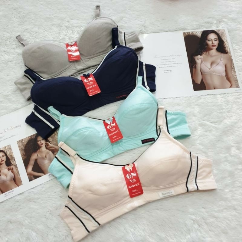 (1Pcs) Golden Nick  Bh Sport Bh Remaja Tanpa Kawat Bh Nyaman Berkualitas