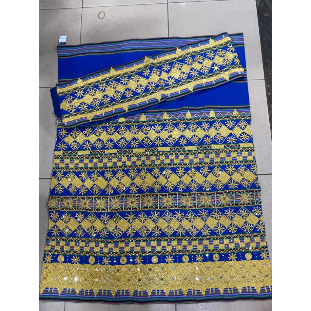 tapis kain selendang songket lampung siap pakai. biru