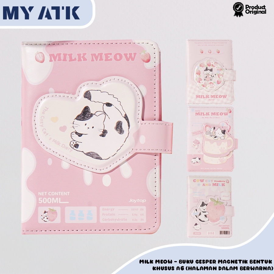

Notebook A6 Magnet Cute Milk Meow / Notebook Diary Catatan Harian