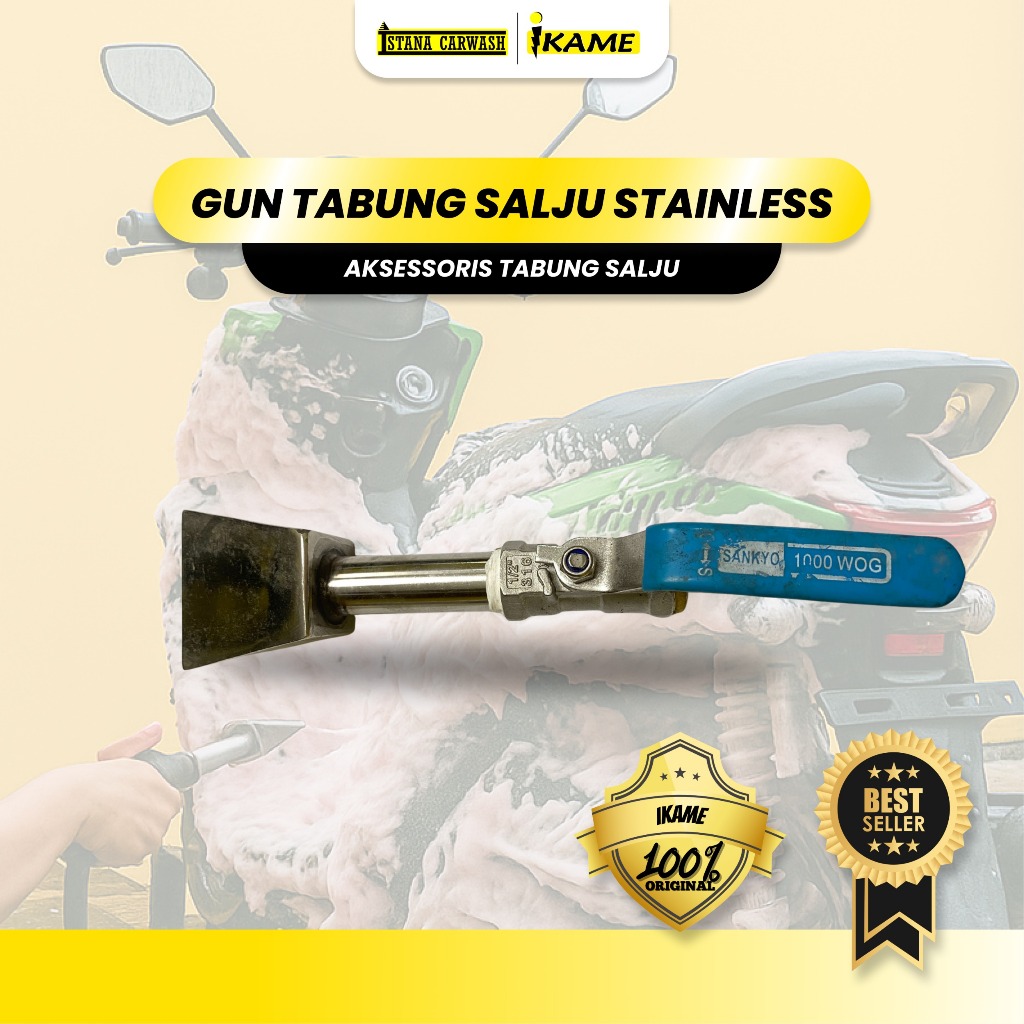 Gun Snow Wash IKAME Nozzle Stainless & PVC Semprotan Tabung Salju Cuci Mobil Motor Stik Salju Anti K