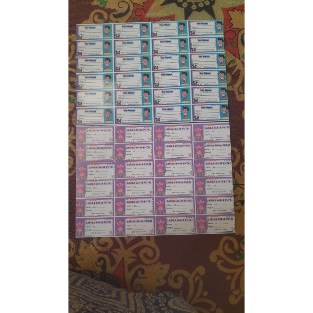 

Label Mata Pelajaran Custom, Isi 24 Pcs