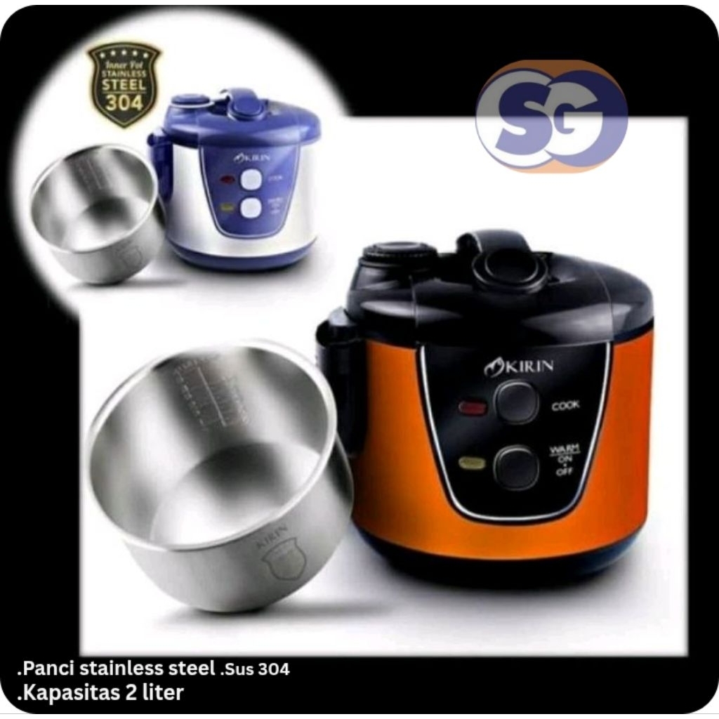 Kirin Rice Cooker KRC 389/Magic Com Panci Stainles 2 Liter