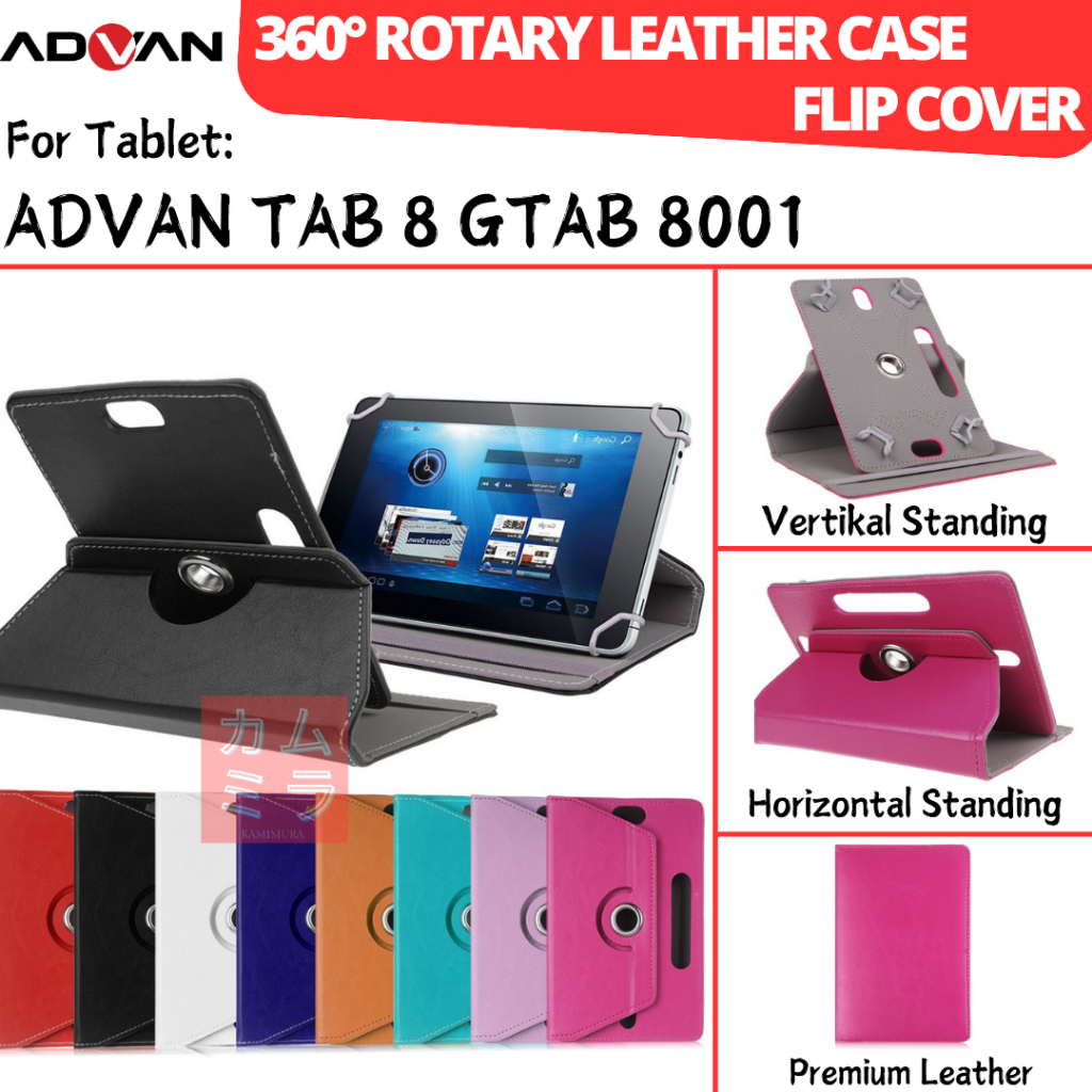 ADVAN TAB 8 GTAB G TAB 8001 BOOK COVER 360 ROTATING CASE LEATHER FLIP CASING