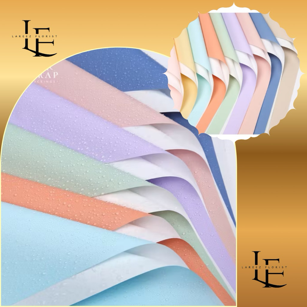 

[1 PACK/ 20 LEMBAR] Flower Wrapping Paper Solid Bicolor White Glossy Cellophane Waterproof Kertas Bungkus Pembungkus Bouquet Bunga Anti Air