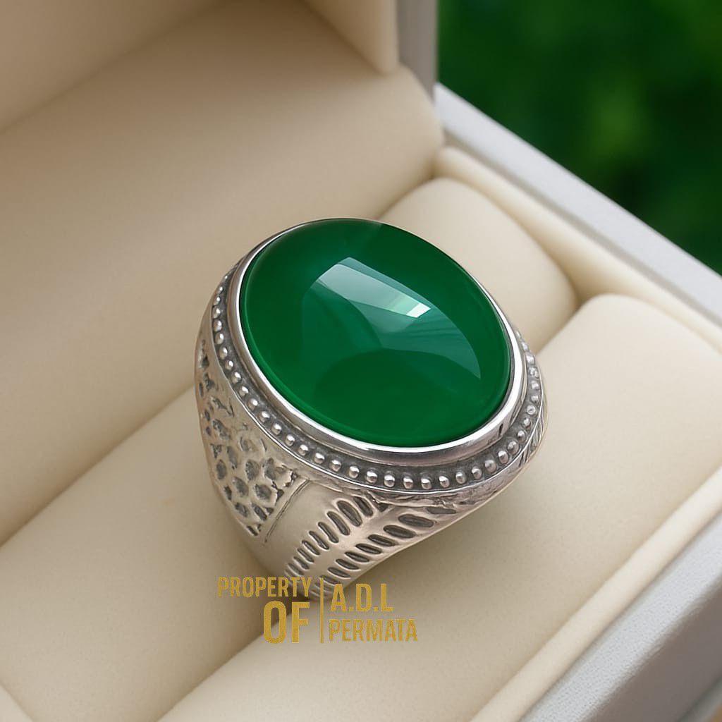 CINCIN BATU AKIK HIJAU GARUT ORIGINAL STONE