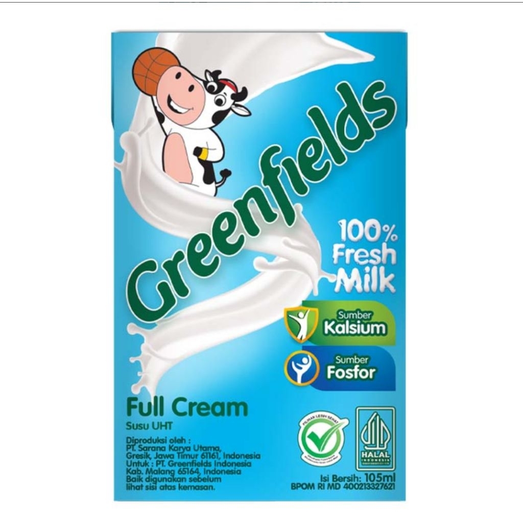 

4PCS GREENFIELDS UHT FULL CREAM 105ML/SUSU SEGAR/SUSU ASLI/SUSU TANPA GULA TAMBAHAN