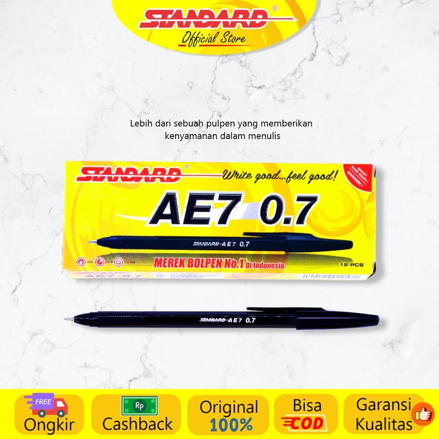 

Standard - Pulpen AE7 0.7 ( Alat Tulis / Pen / Ballpoint / Pena ) - Hitam, Isi 12 Pcs