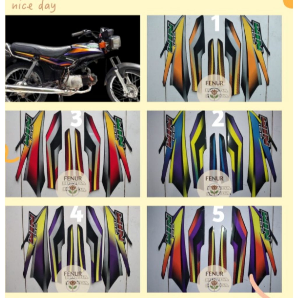 

Stiker striping Win 100 tahun 2004 terlaris motif or kereni