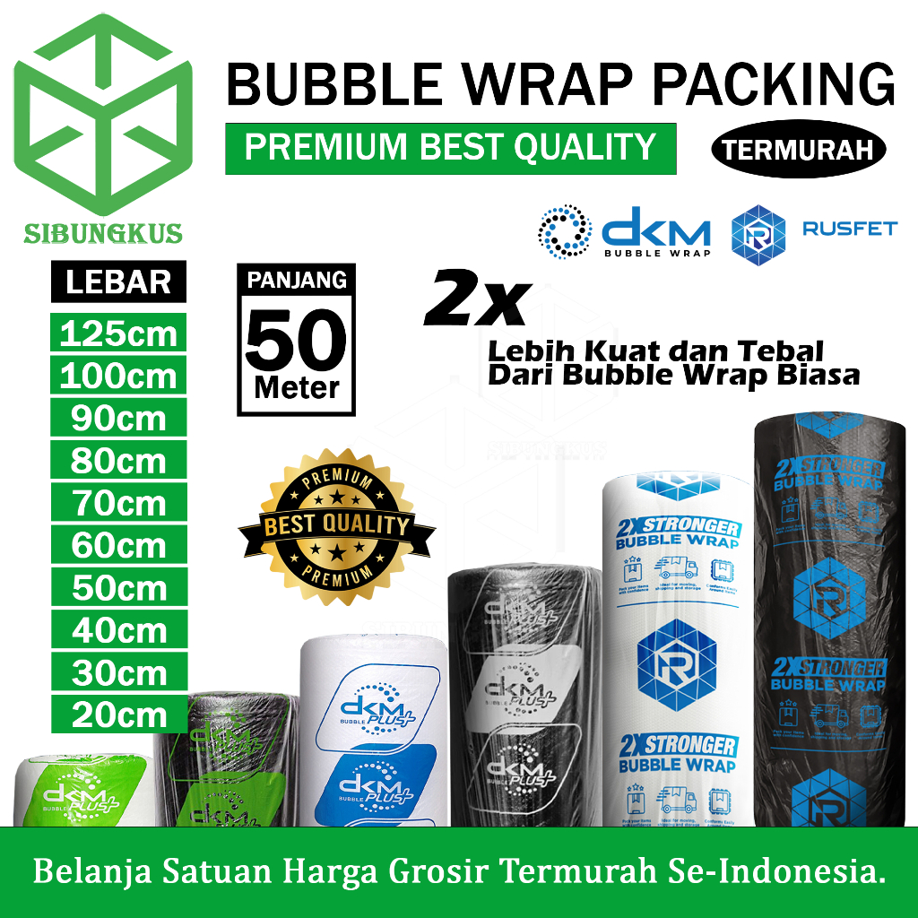 

Plastik Bubble Wrap 125cm X 50m Dkm Plus Bubblewrap Packing Premium Roll