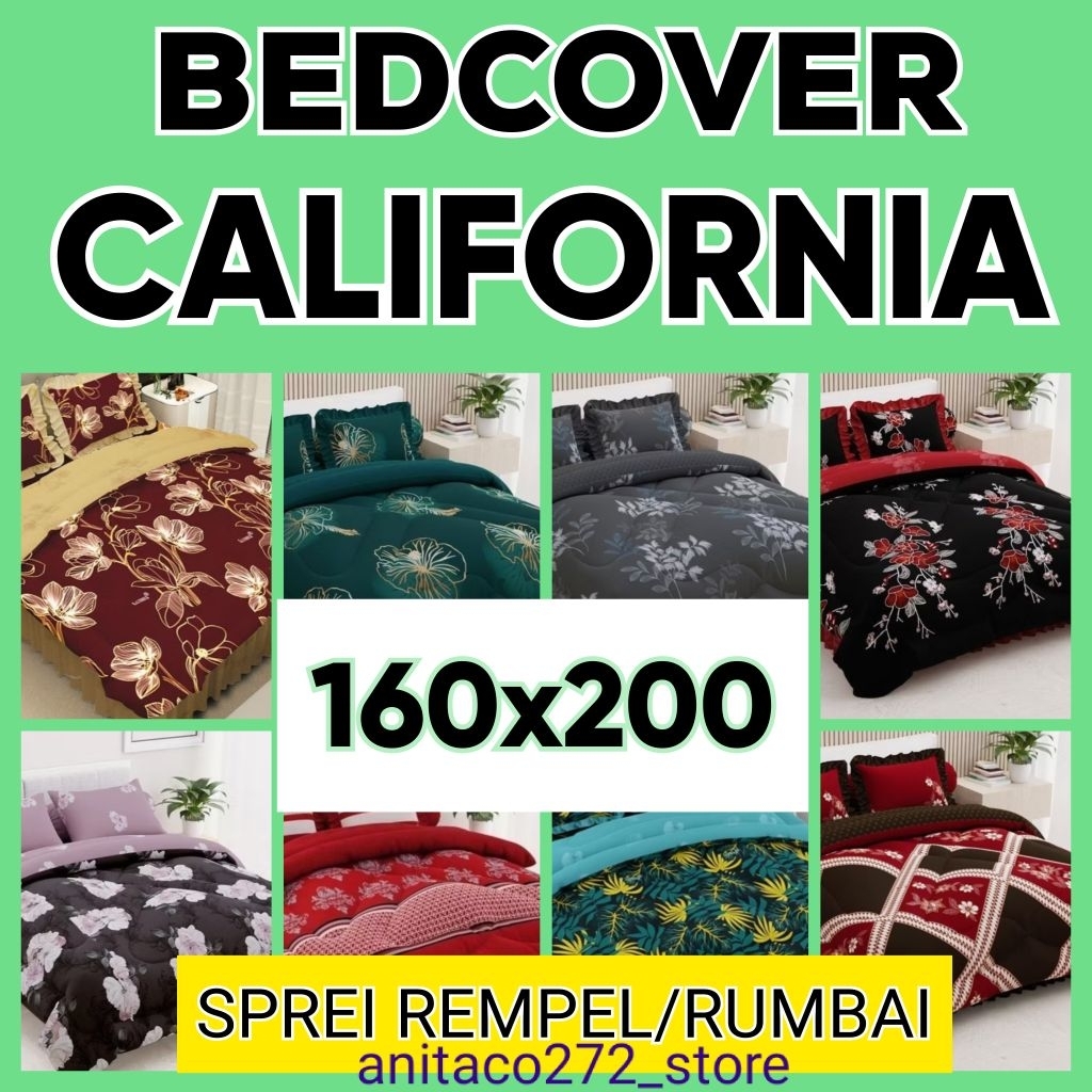 1 SET BEDCOVER CALIFORNIA 160X200 REMPEL/RUMBAI BANTAL 2 GULING 2