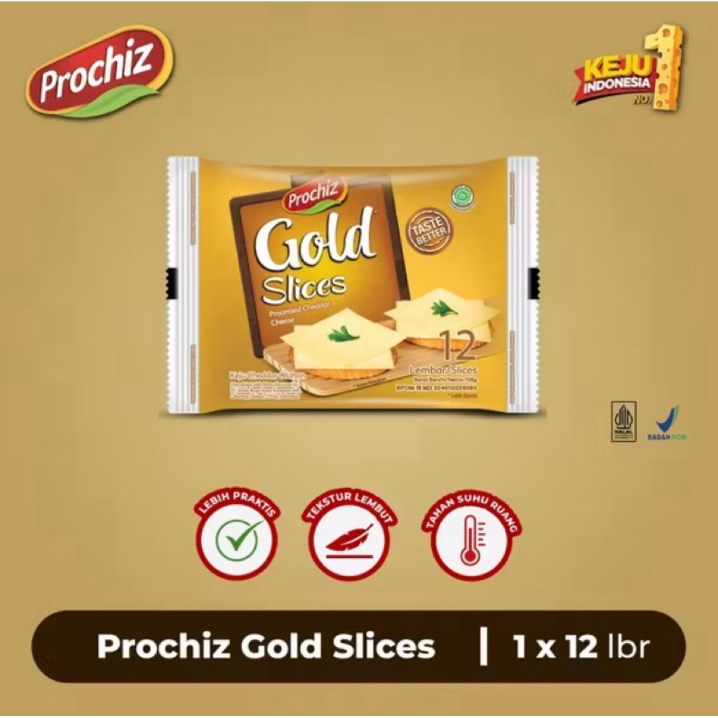 

Prochiz Gold Slices – Keju Lembaran Praktis Isi 12, Lembut & Siap Pakai!