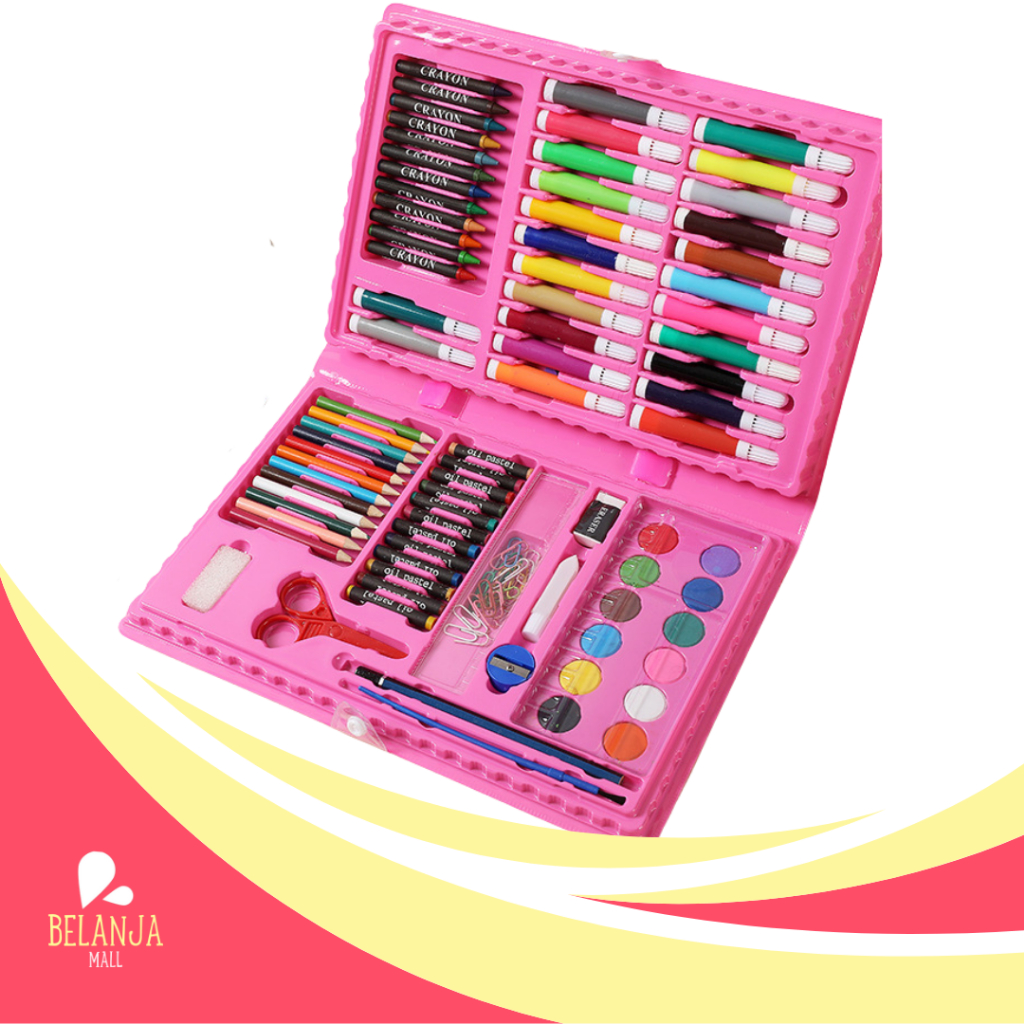 

belanjamall Crayon Set Isi 86 Pensil Warna Cat Air Alat Lukis Karakter Stationary Color Pencil Murah Y1037