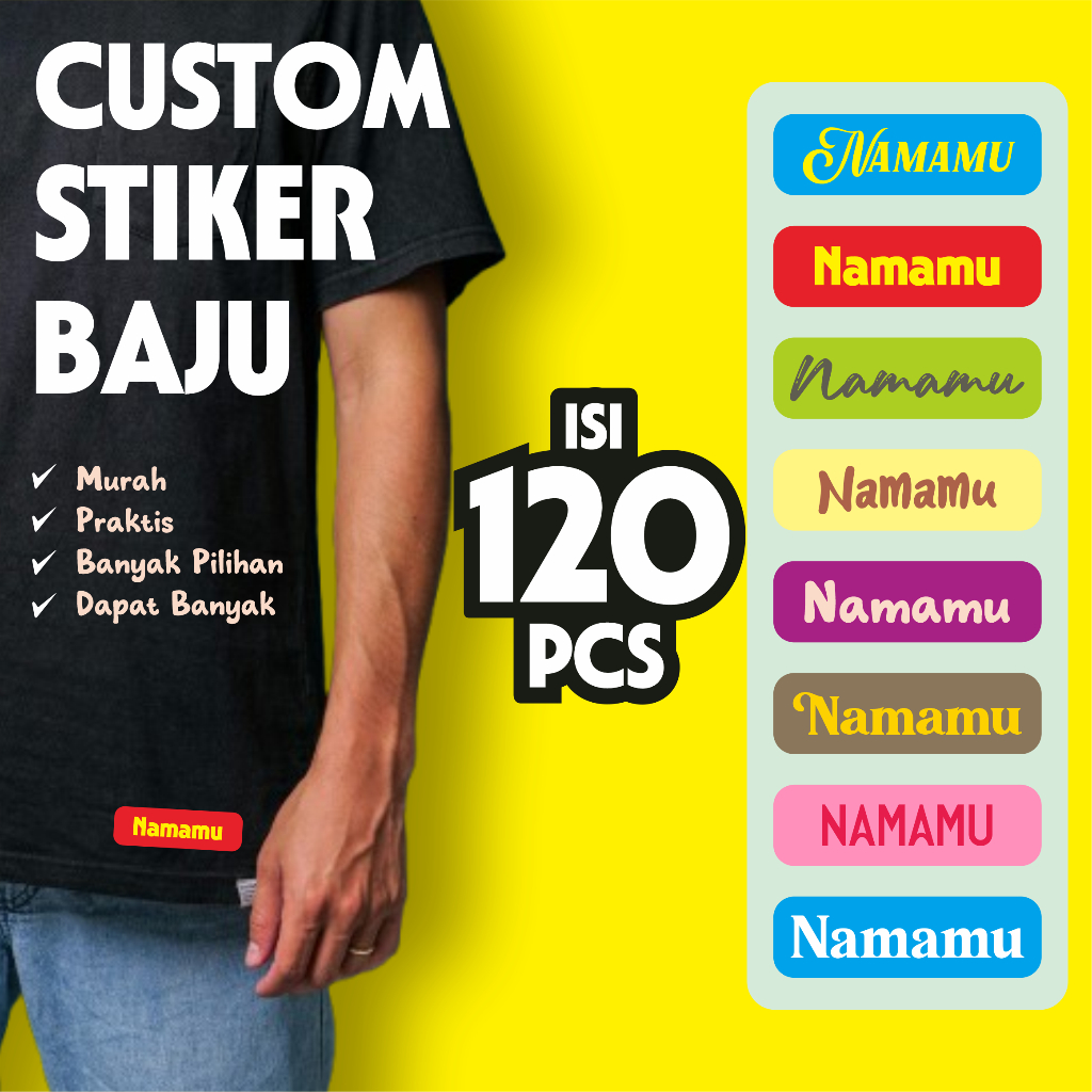 

Sticker Label Nama Kain Baju 75 Pcs Kaos Sablon Setrika DTF Iron Custom Tulisan Contour Tebal