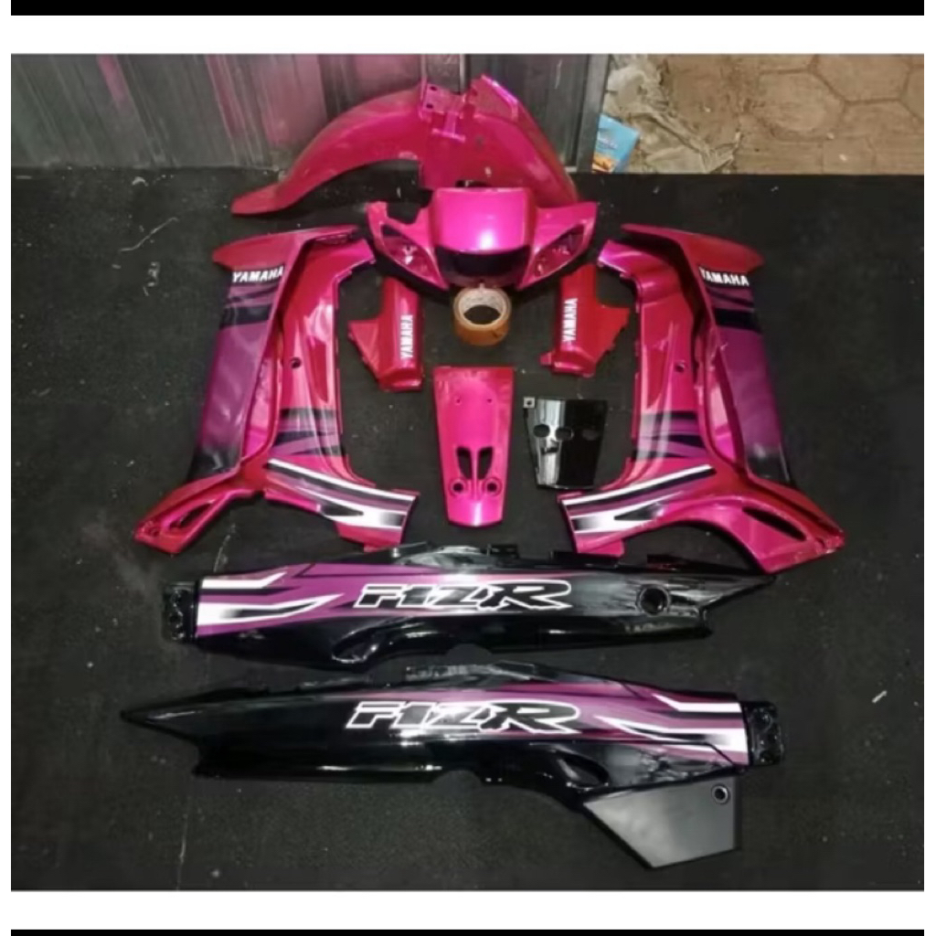 COVER BODY HALUS FULLSET FIZR UNGU MAGENTA HITAM STRIPING STANDAR