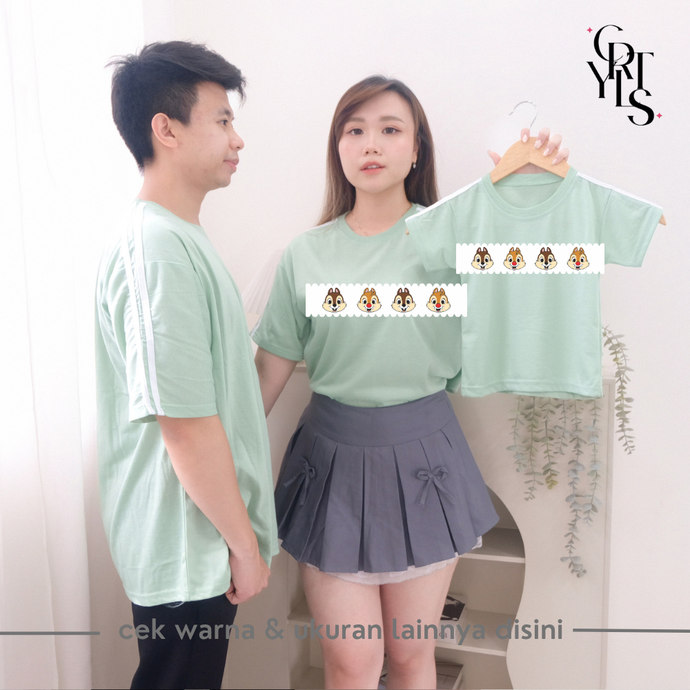Carotyles Baju Atasan Kaos STRIP CHIP GARIS Couple Keluarga Family Wanita Anak Perempuan Laki Laki P