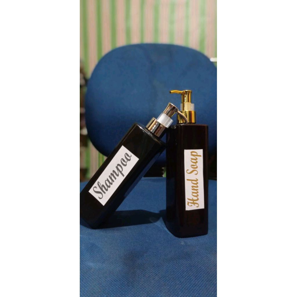 BOTOL SABUN REFILL KOTAK GLOSSY STIKER LABEL 500ML PUMP LOCK GOLD SILVER,BOTOL