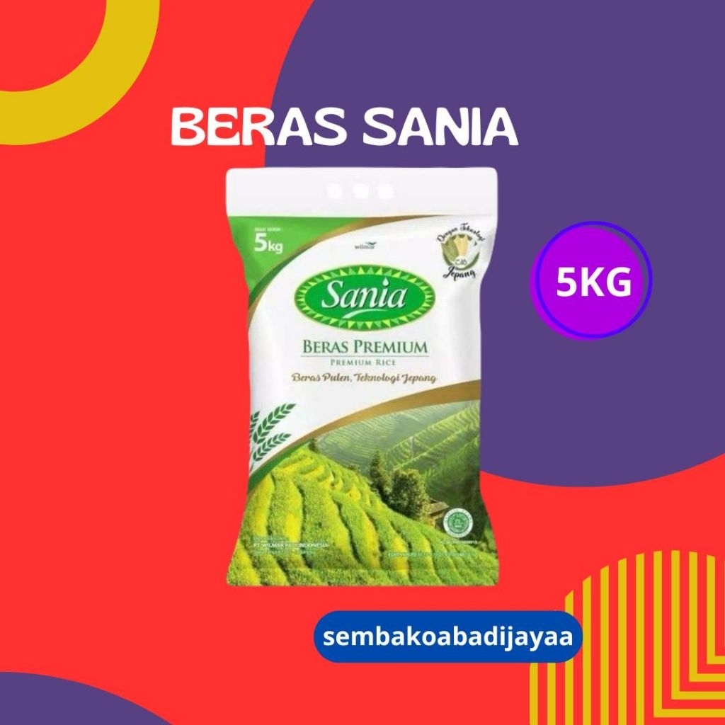 

Beras sania 5kg,pulen wangi bersih premium