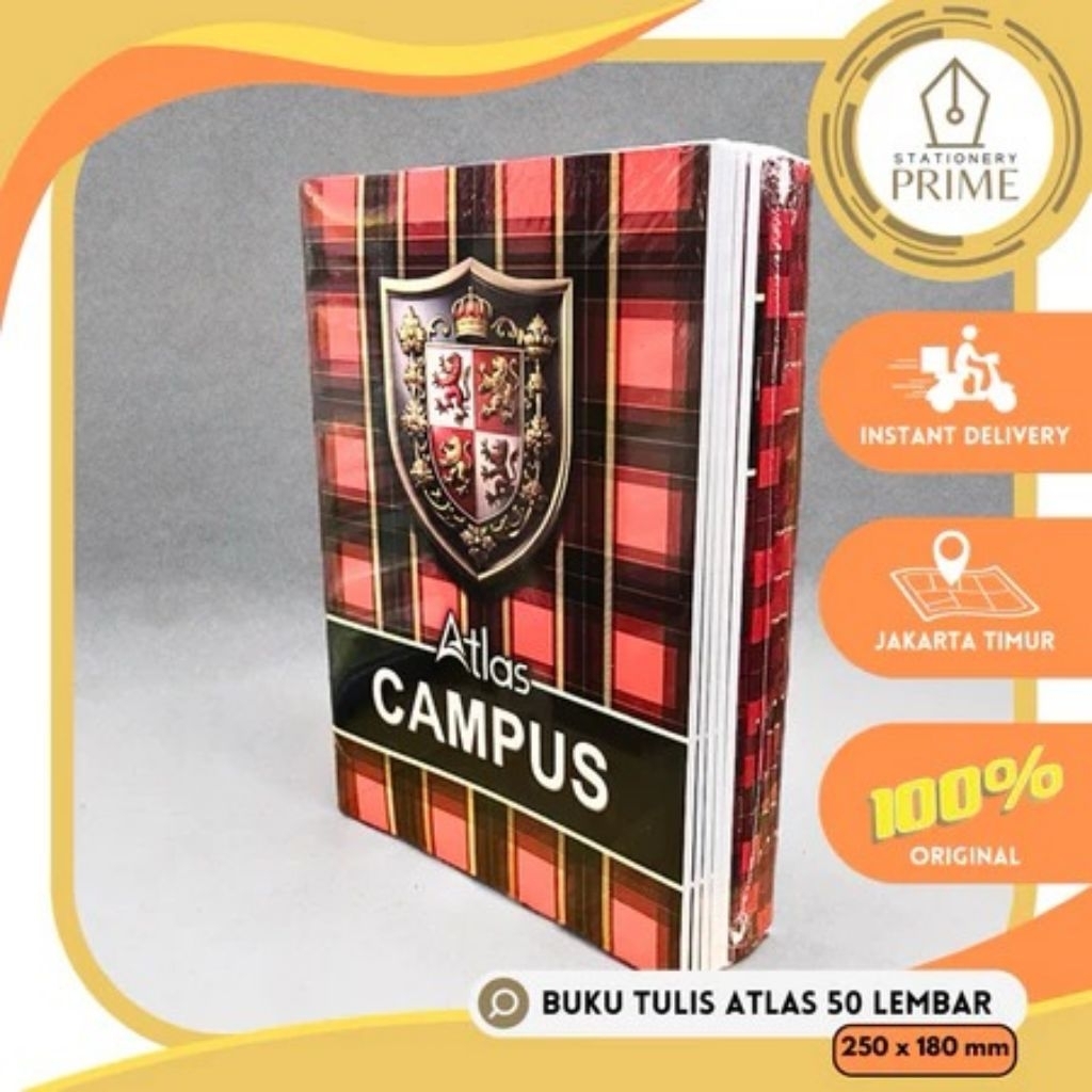 

Buku Tulis ATLAS CAMPUS 50 Lembar Ukuran BOXY / MAXI 25x18cm untuk Pelajar SMP & SMA ( 1 Pak Isi 10 Buku )