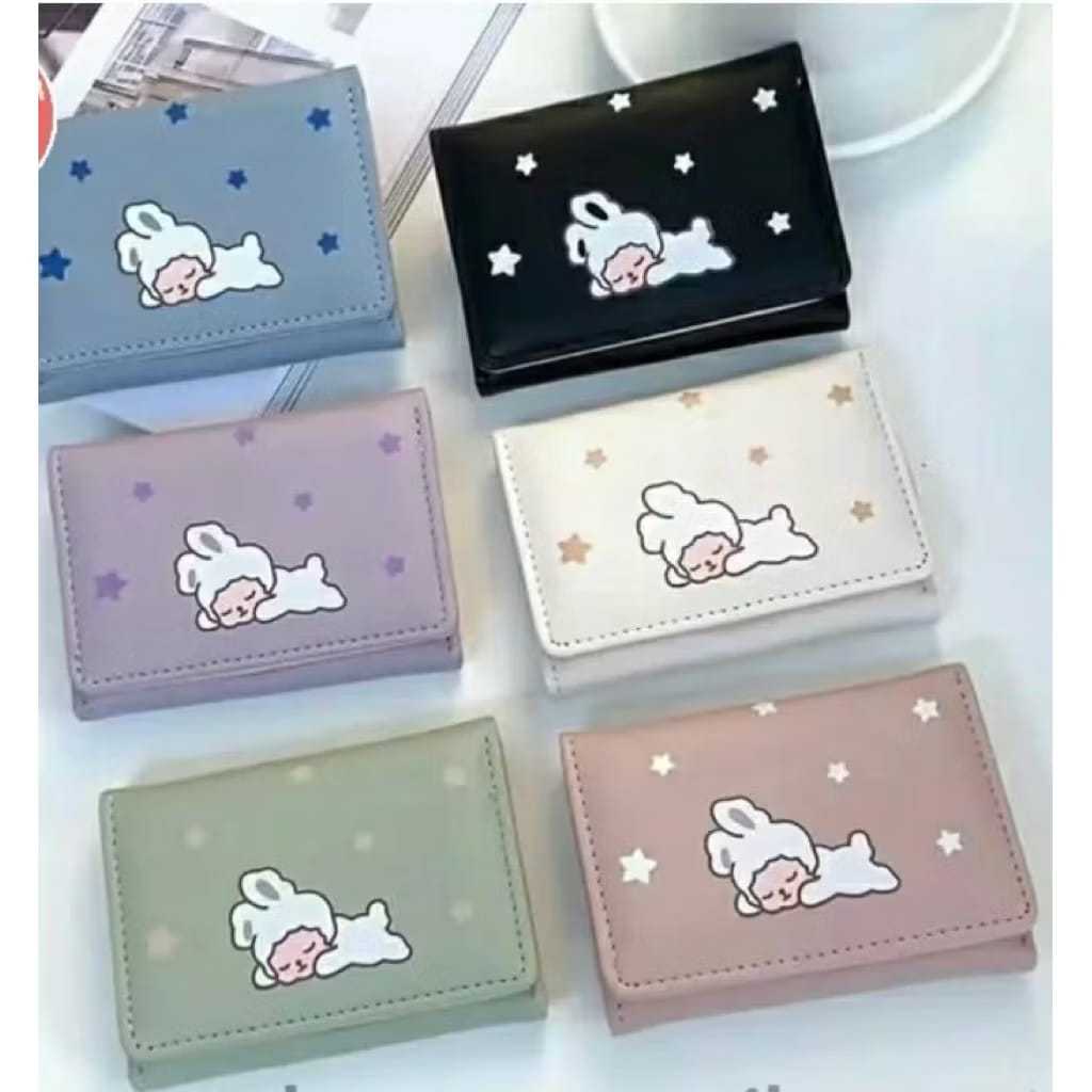Dompet Wanita Kecil _Dompet Lipat 3/ Dompet Kartu Motif Kelinci Tidur
