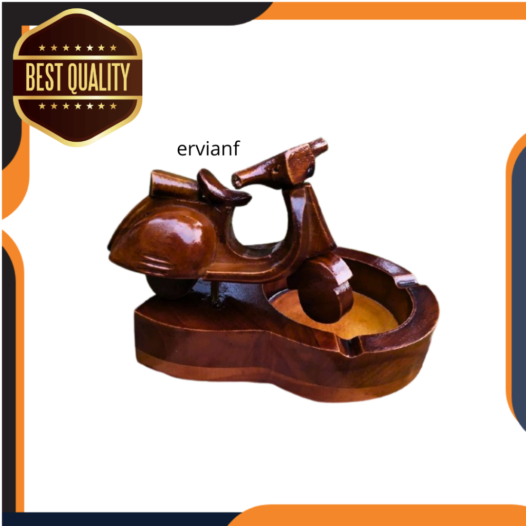 asbak kayu jati model vespa / miniatur vespa kayu jati